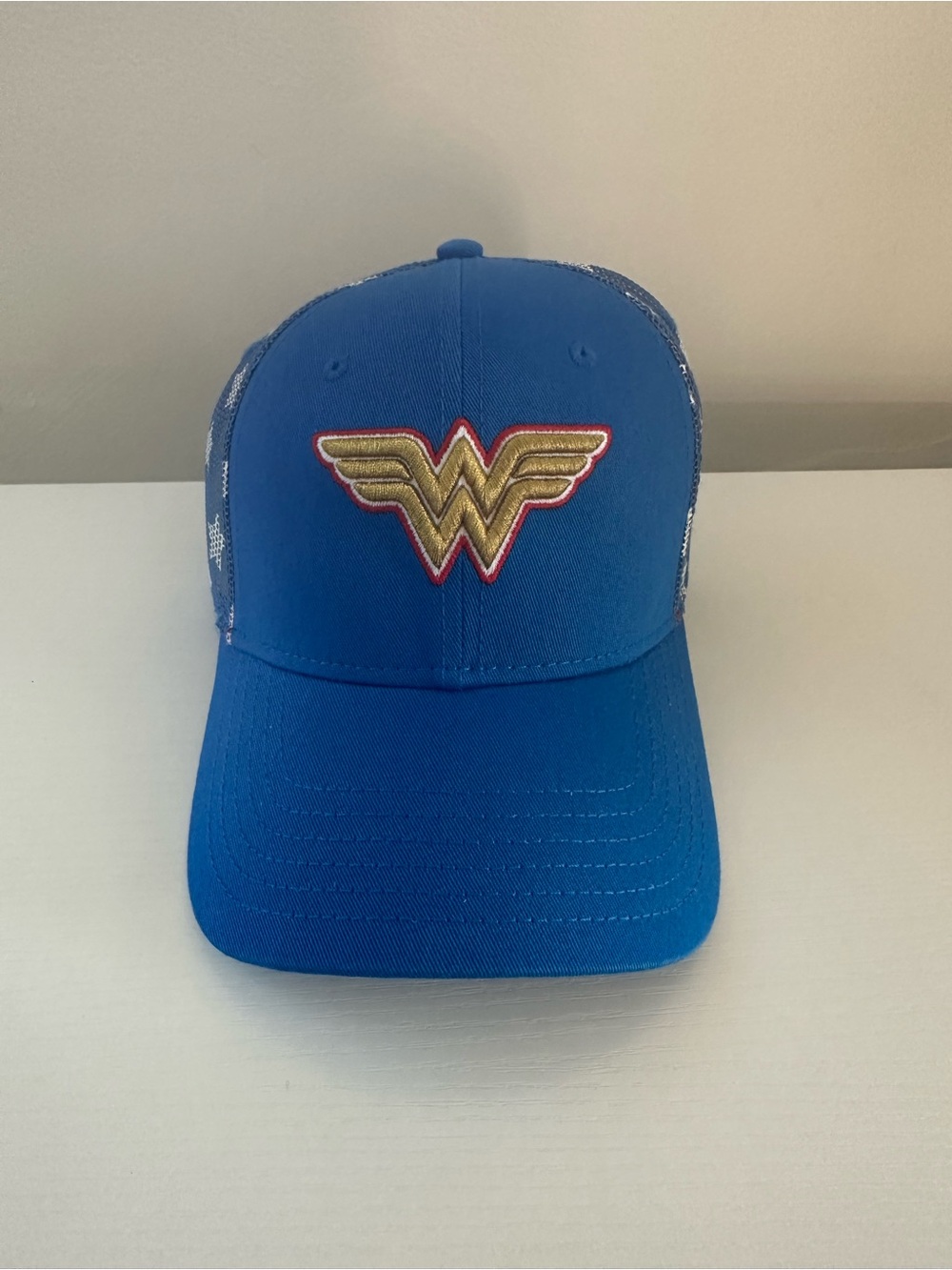 Six Flags Wonder Woman Blue Embroidered Logo Trucker Cap